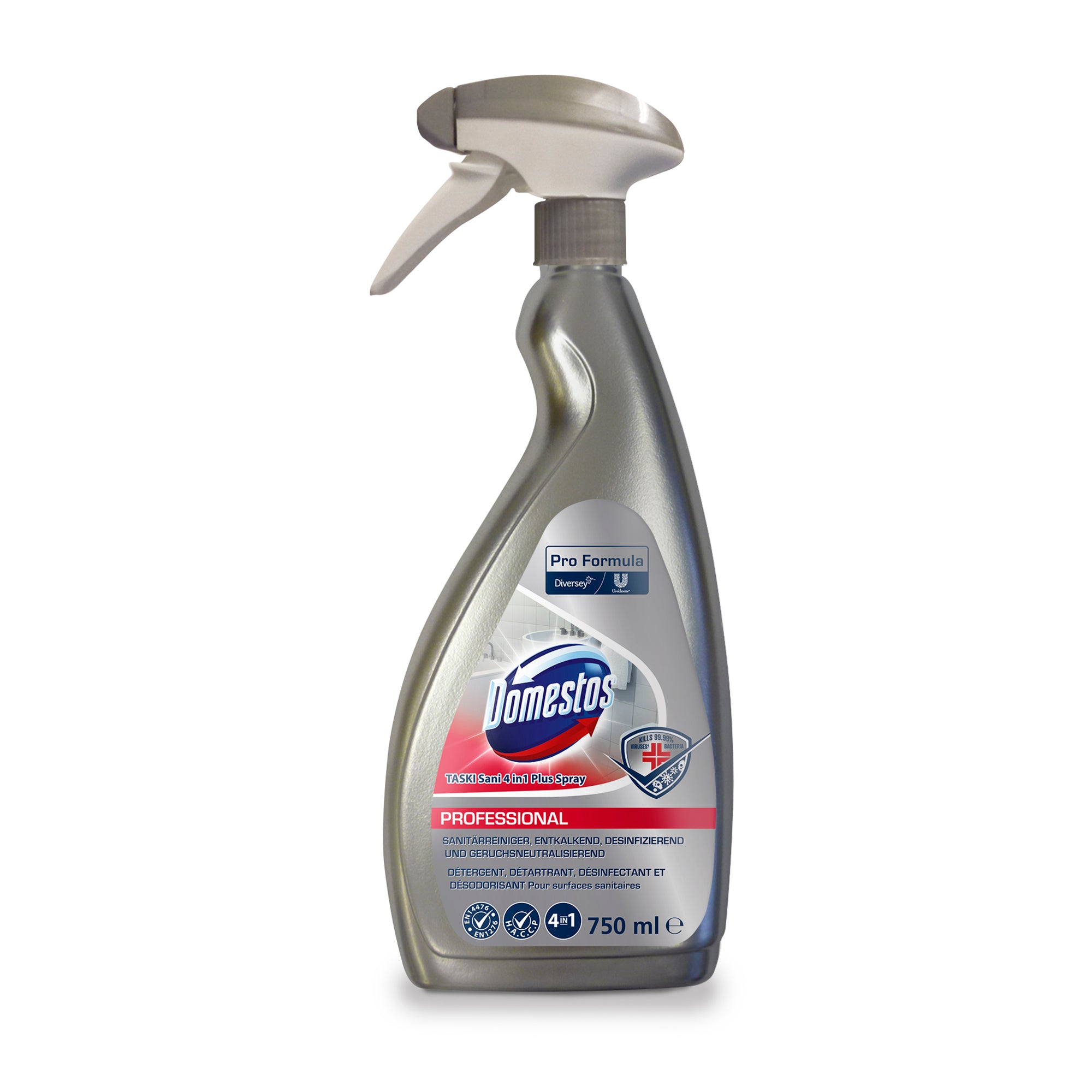 Diversey DOMESTOS Professional 4in1 Sanitärreiniger 6 x 0.75 L Sprühflasche