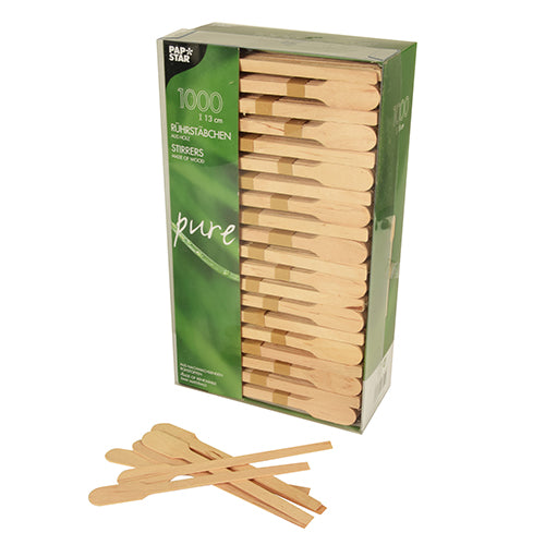 Papstar 5.000 Rührstäbchen, Holz "pure" 13 cm, 5x 1.000