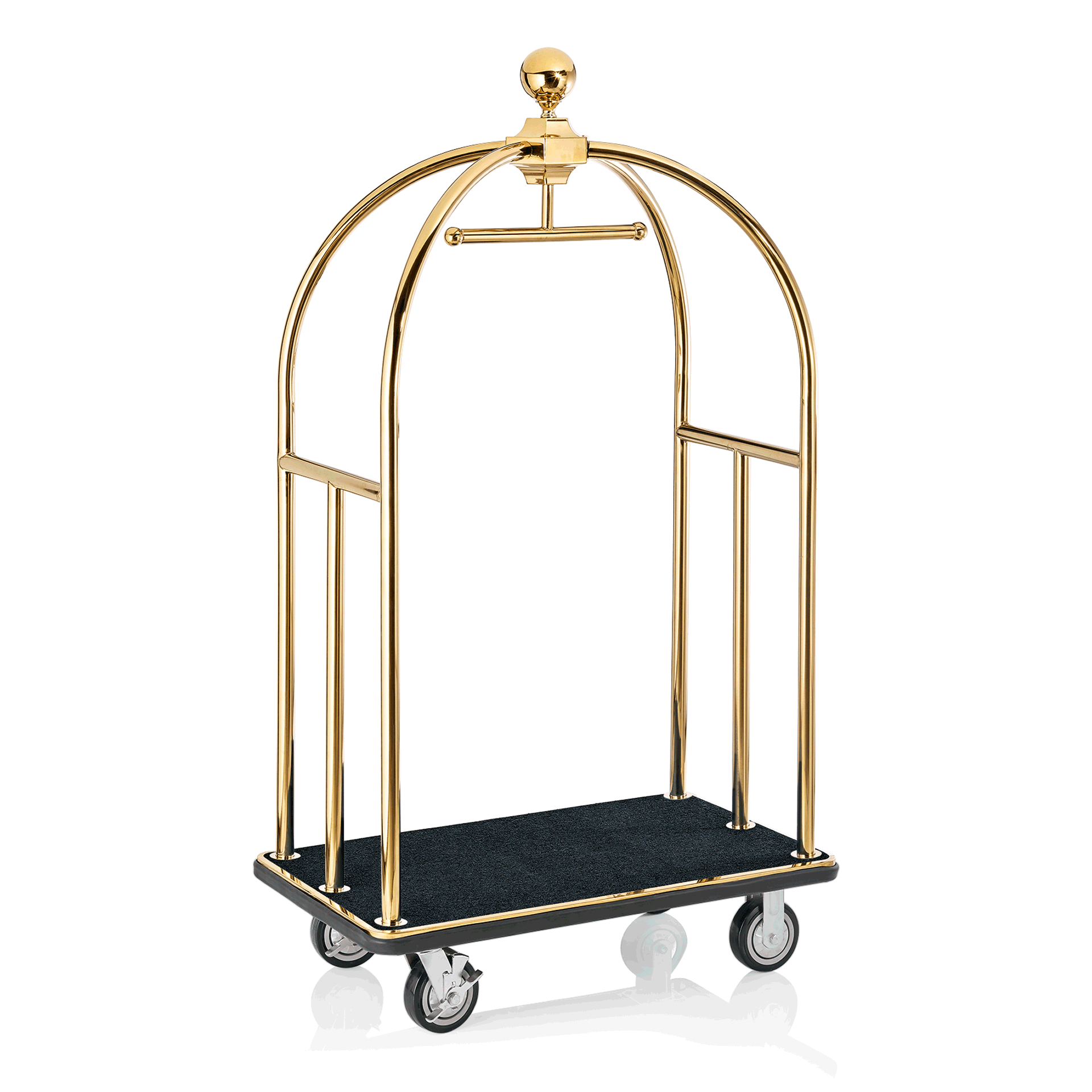 WAS Germany Gepäckwagen, Edelstahl, 112x61x186cm, Gold mit schwarzem Teppich (2242002)