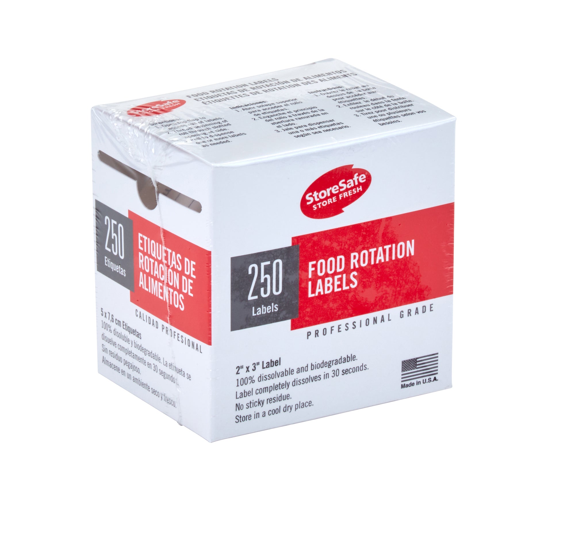 Cambro StoreSafe® Rotationsetiketten Englische Beschreibung, 24 Rollen, 250 Etiketten pro Rolle - 23SLB250