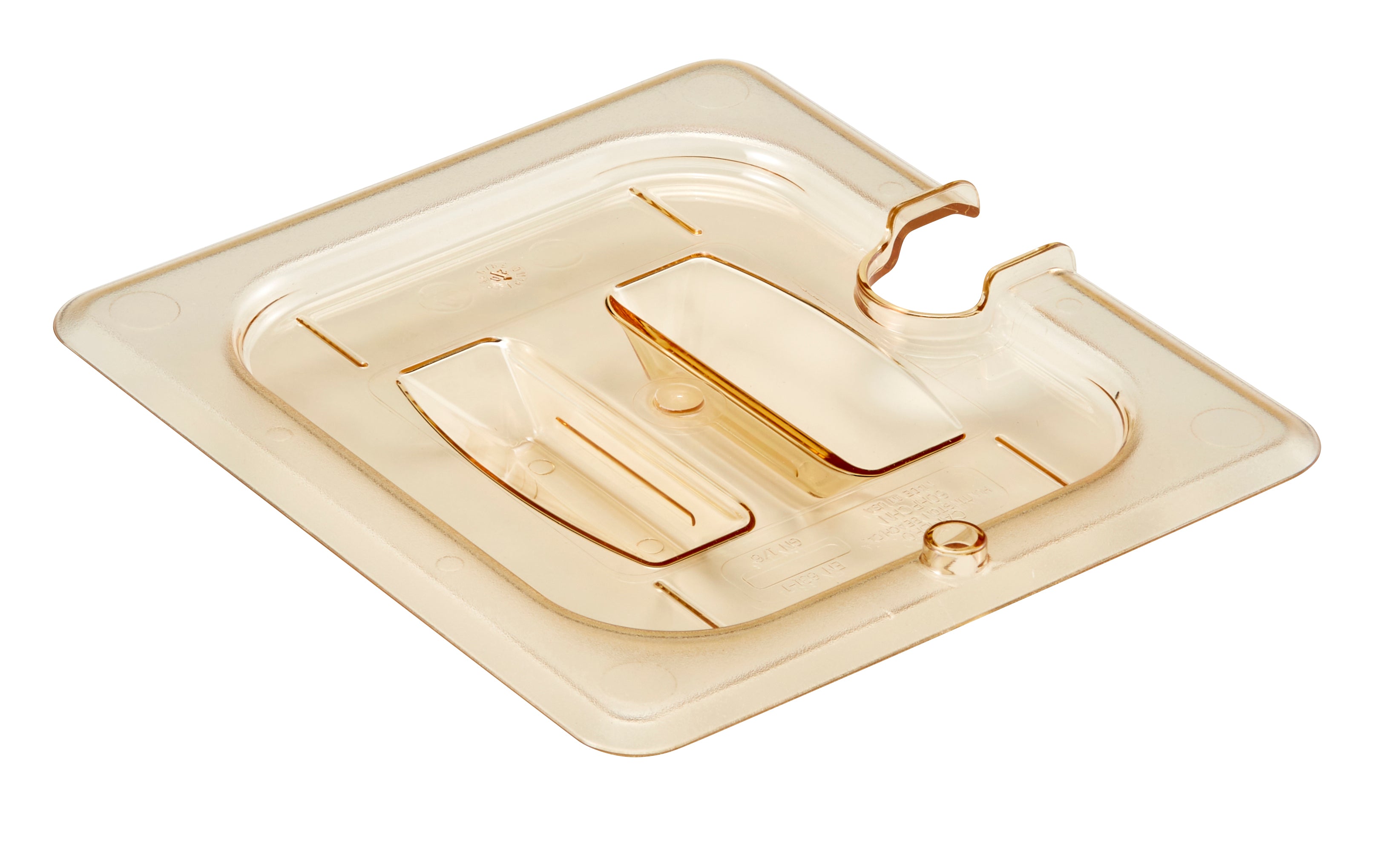 Cambro H-PAN™ Hitzebeständige Gastronorm GN-Behälter Deckel mit Kerbe und Griff GN 1/6, Bernstein, 6 Stück im Karton - 60HPCHN150