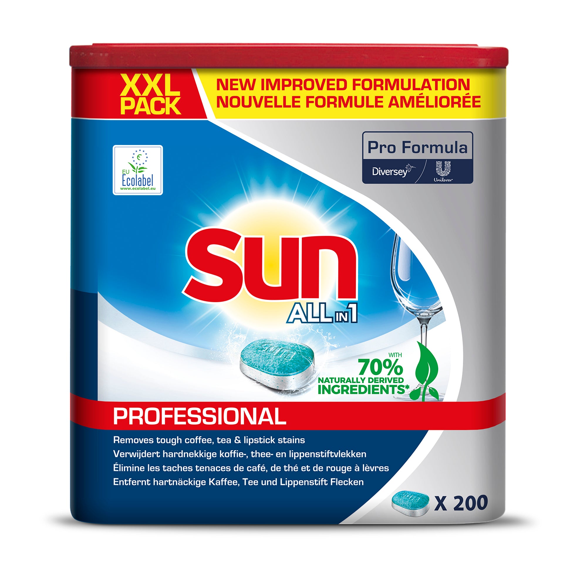 Diversey Sun Professional All in 1 Tabs 200 Tabs Tragepackung