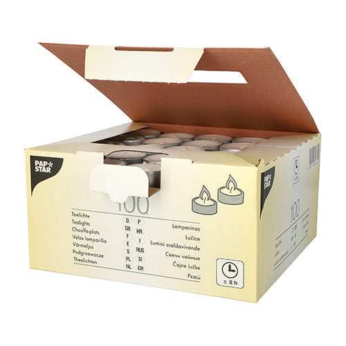 Papstar Teelichter Ø 38 mm · 22 mm weiss · mit langer Brenndauer 8 h