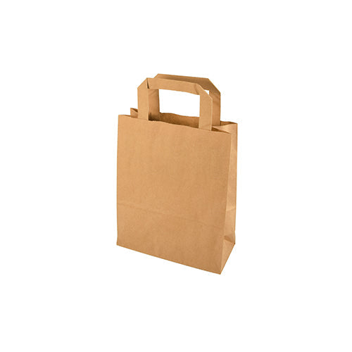 Papstar 400 Tragetaschen, Papier 22 cm x 18 cm x 10 cm braun mit Tragegriff, 8x 50