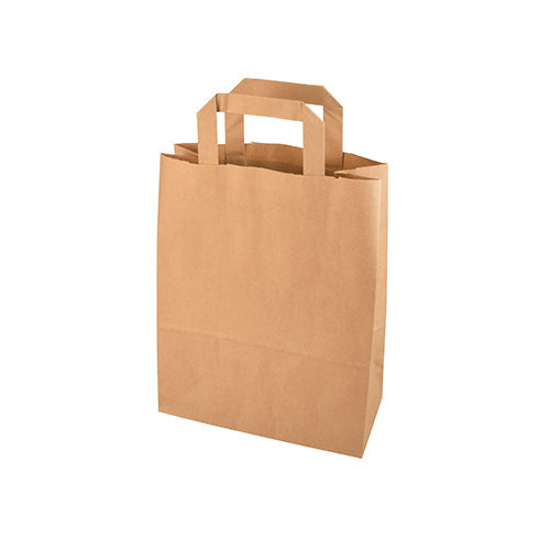 Papstar 400 Tragetaschen, Papier 28 cm x 22 cm x 10 cm braun mit Tragegriff, 8x 50