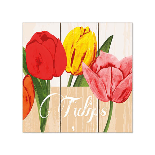 Papstar 12 x 50 Servietten, 3-lagig 1/4-Falz 25 cm x 25 cm "Blooming Tulips"