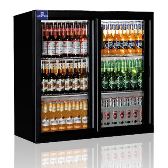 Mastro Barkühlschrank mit 2 Glasflügeltüren, 200 Liter, +1°/+10°C