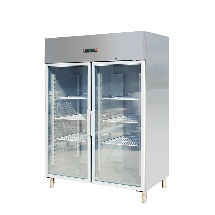 Skyrainbow Edelstahlkühlschrank mit Glasstür, Inhalt 1333 Liter, GN2/1