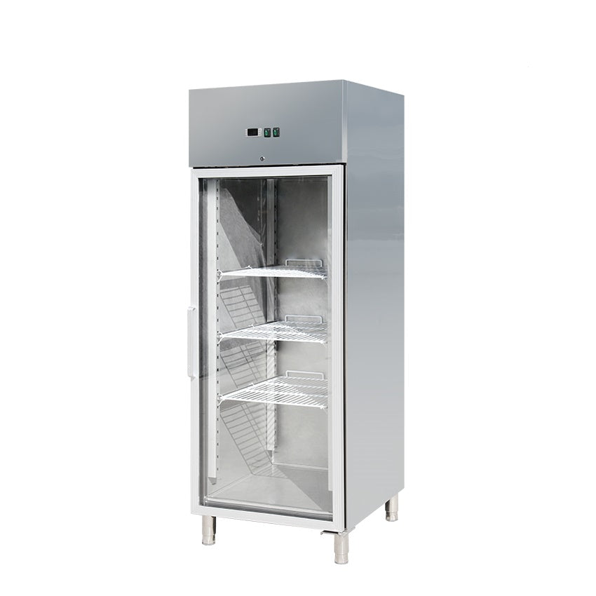Skyrainbow Edelstahlkühlschrank mit Glasstür, Inhalt 610 Liter, GN2/1